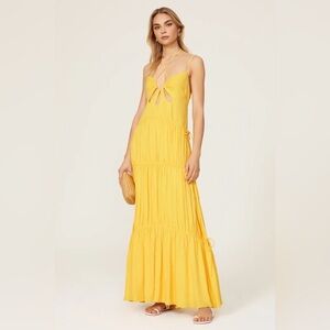 Jonathan Simkhai “Lina” Yellow Cutout Tiered Maxi Dress ~ Medium